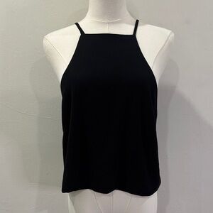 Olivaceous by Anthropologie Black Square Neck Split Back Flowy Tank- Size Medium